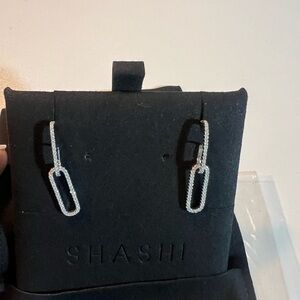 Sashi Staple pave Silver Geometric Earrings